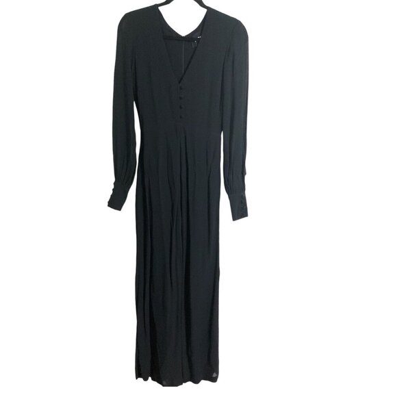 REFORMATION Jumpsuit Long Sleeve VNeck Zip Back Closure in Black size 0 - Picture 1 of 13